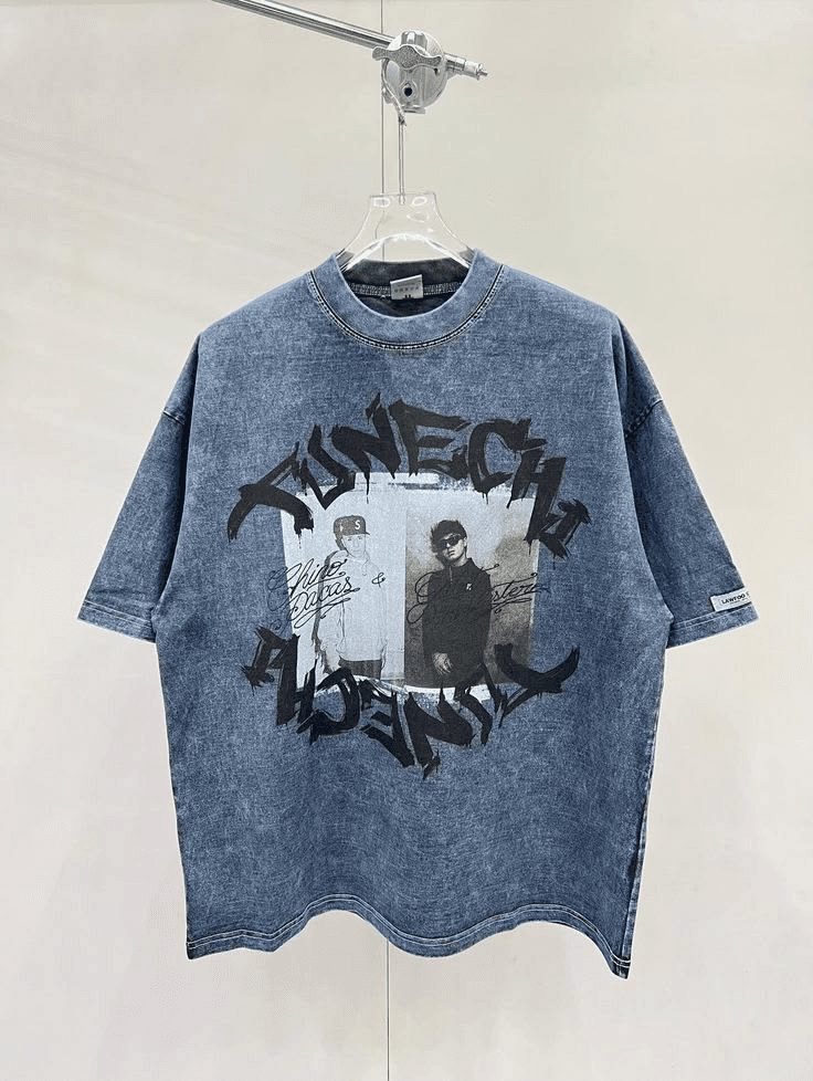OCEAN BLUE BOXY STREETWEAR TEE